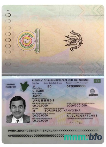 Szablon PSD paszportu Burundi, całkowicie edytowalny (2019-obecnie) przykład w formacie PSD